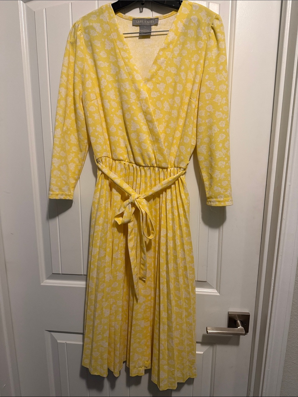 Yellow Wrap-Style Midi Dress